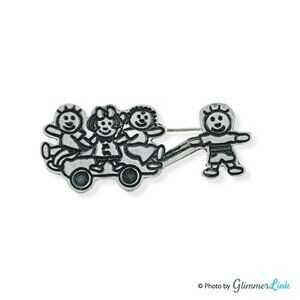 Vintage Mexico 925 Sterling Silver Save The Children Wagon Brooch